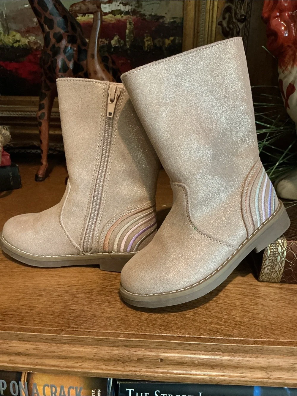 Kelly & Katie -Sz 9- Girls' Glimmer Tan Mid-Calf Boots